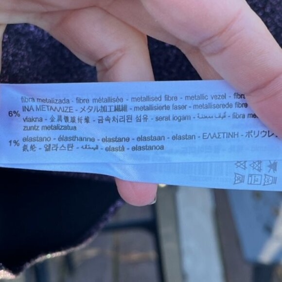 Zara Metallic Shimmer Purple Cropped Velvet Buttons Long Sleeve Cardigan Small - Picture 13 of 16